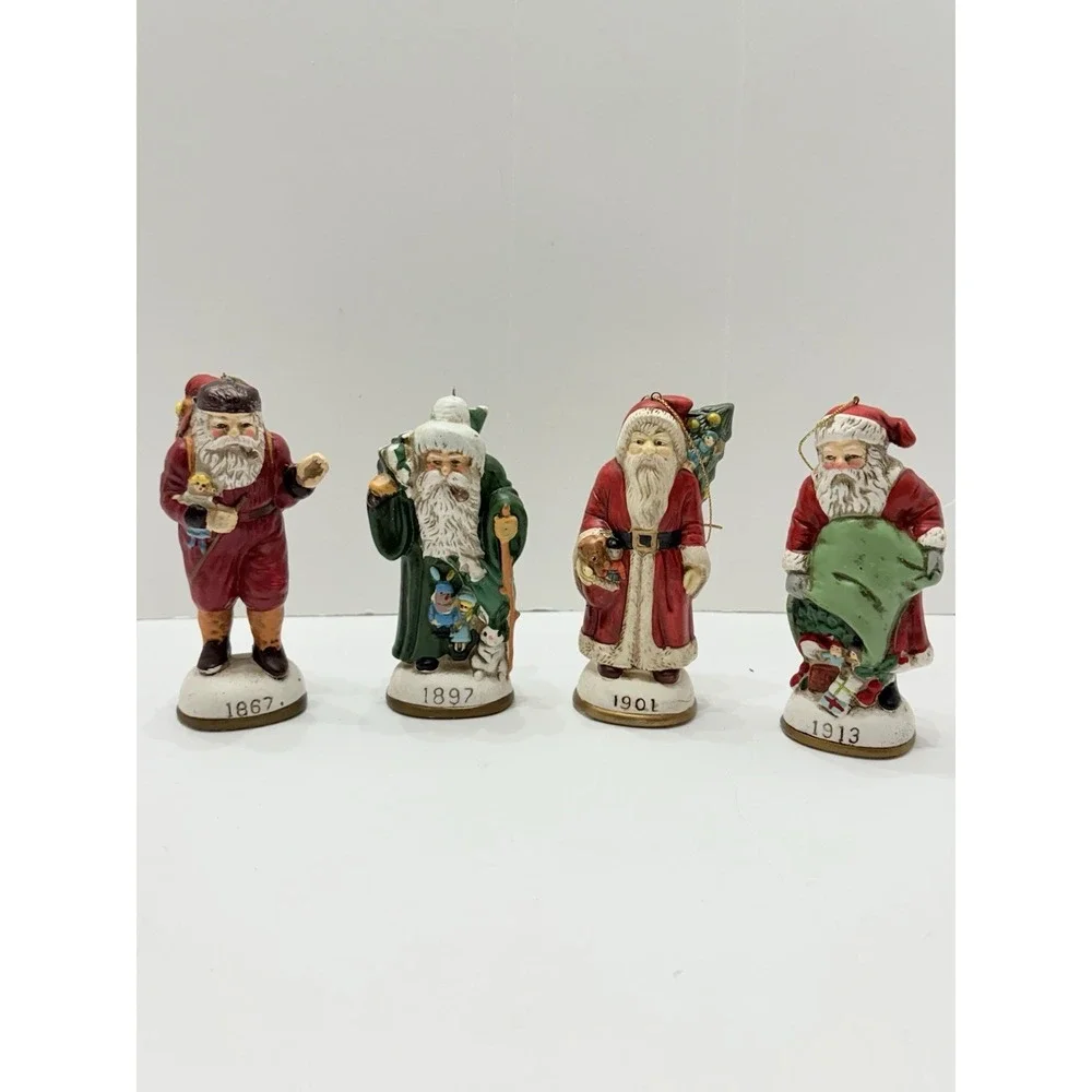 Vintage Old World Santa From‎ Around The World Ceramic Ornament Lot of 4